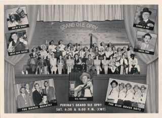 Grand Ole Opry W/ Bill Monroe Et Al " Purina " 1950s Fan Photo / Rare