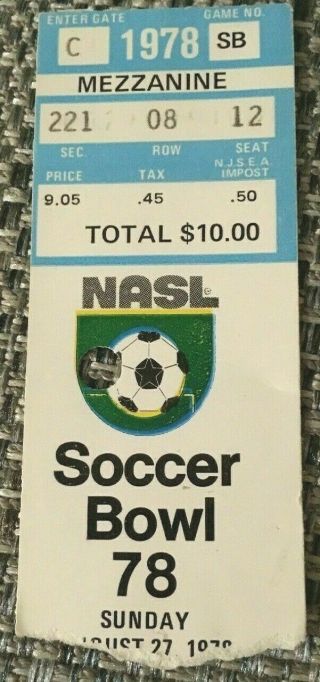Nasl Soccer Bowl Final 1978 Match Ticket,  Tampa Bay V York Cosmos,  Very Rare