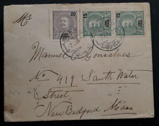 Rare 1912 Cape Verde Cover Ties 3 Carlos I Stamps Cancelled São João