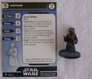 Star Wars Miniatures Bounty Hunters (wotc) Zuckuss 53 Rare Figure - Vgc