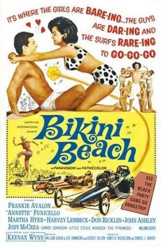 Bikini Beach Movie Poster Frankie Avalon Rare 26x40 In