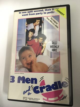 Three Men & A Cradle Vhs French Comedy Pal Rare