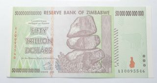 Rare 2008 50 Trillion Dollar - Zimbabwe - Uncirculated Note - 100 Series 721