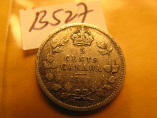 Canada 1911 5 Cent Rare Silver Coin ID B527. 2