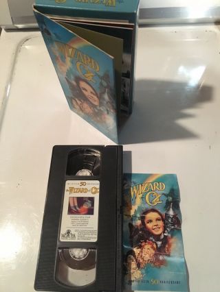 Rare Oop Wizard Of Oz 50th Anniversary Vhs Video Tape W/ Film Book Judy Garland