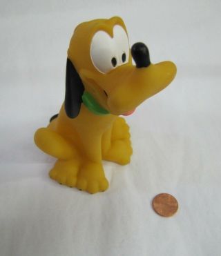 Vintage Disney Pluto Dog 5 Inch Figure Vinyl Rubber Dog With Green Collar Rare