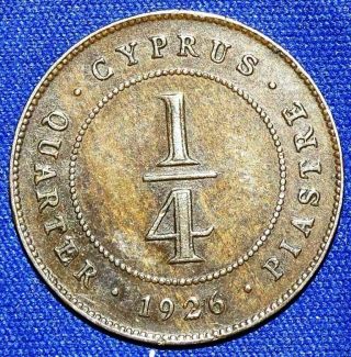 Europe Cyprus George V 1/4 Piastre Ad 1926 About Ef Rare