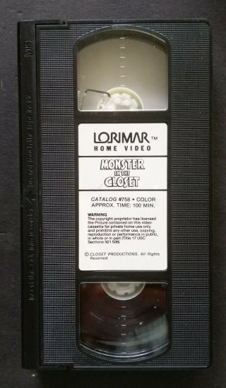 Monster In The Closet (VHS 1987,  Troma Team,  LORIMAR) Donald Grant RARE 4