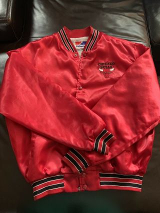 Vintage Swingster Chicago Bulls Nba Red Satin Bomber Jacket Size Large Rare