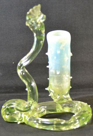 Rare Davidson Thorn Posy Vase In Uranium Glass