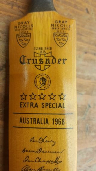Rare Miniture Signed Cricket Bat Australia 1968 By Crusader 11 