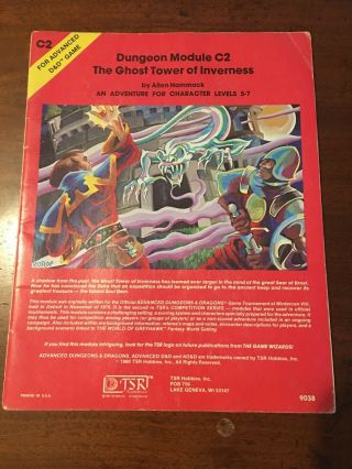 Ad&d 1st Ed Module - C2 The Ghost Tower Of Inverness (1980 - Rare And)