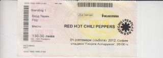 Red Hot Chili Peppers R.  H.  C.  P.  Concert Ticket 2012 Sofia,  Bulgaria Rare