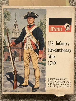 Vintage Merite 1:32 Us Infantry,  Revolutionary War,  1780 Metal Kit 811 - Rare