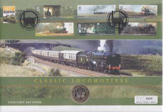 Gb Stamps First Day Cover 2004 Railway Trains & Rare Uncirculated £2 Coin