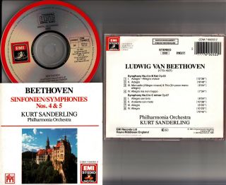 Emi Uk - Kurt Sanderling - Beethoven Symphonies No.  4 & 5 Rare Cd Philharmonia Orch