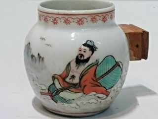 Antique Painted Korean Porcelain Tea Cup Miniature Shot Glass Jar Urn Bowl Rare