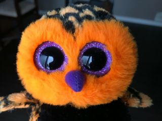 TY Beanie Boos 6 Inch Haunt the Owl Halloween Special Edition Orange Purple RARE 4
