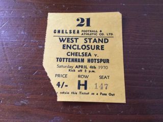 Chelsea V Tottenham Rare Ticket Stub 4/4/1970