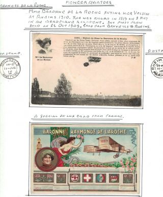 Rare Aviation Postcards (2),  Female Aviator Baroness De La Roche.