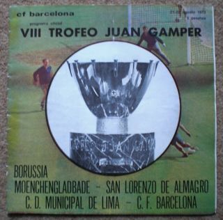 Fc Barcelona V Borussia Monchengladbach 1973 Joan Gamper Rare Football Programme