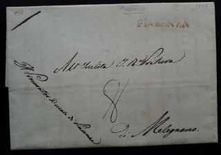Rare 1838 Italy Folded Letter From Attorney Of Court Of Piacenza To Melegnano