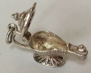 Lovely Rare Vintage Articulated Opening Silver Aladdins Genie Lamp