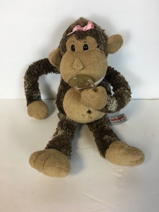Htf 12 " Aurora Cheeky Monkey Baby Girl Pink Diaper & Pacifier Rare 