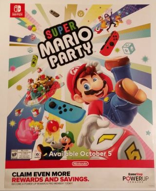 Mario Party Gamestop Promo Poster.  Rare.