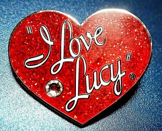 Rare Vintage " I Love Lucy Red Heart Sparkle " Pin Badge Tv Show