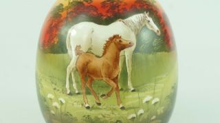 RARE Antique S.  Fielding & Co Crown Devon Vase,  M.  Lucas Painted Horses 2