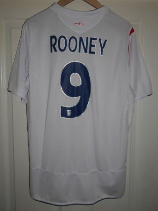 Rooney 9 Vintage England Home Football Shirt 05 - 07 Mens Large Rare Umbro C985