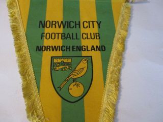 Vintage Very Rare Norwich City Football Club Pennant,  The Canaries Carrow Road 3