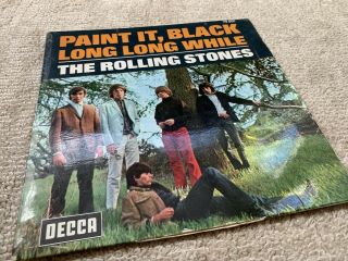 The Rolling Stones Rare 1st Press Paint It Black 1966 French Decca 45 Ps Vg,  /vg,