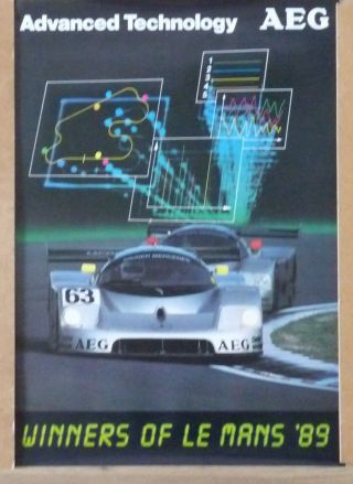 Price Le Mans C9 Sauber Mercedes 63 Reuter Mass Dickens A2 Poster 1989 Rare