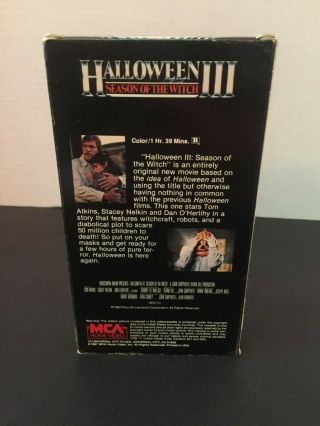 Halloween 3 Season of the Witch VHS MCA 1987 - HALLOWEEN 3 VHS RARE 2