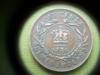 1876,  Newfoundland,  Canada: One Cent,  Queen Victoria " H " Mark: Rare Coin.