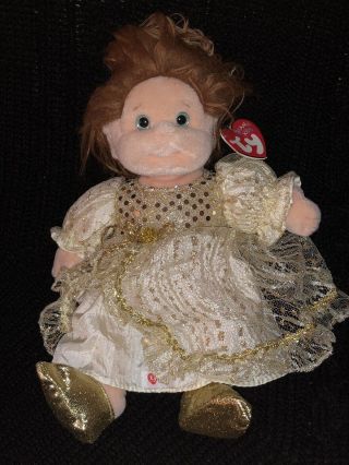 Ty Beanie Baby Kids Doll Ginger June 12 1992 Glitter Gold Sequins Dress Rare