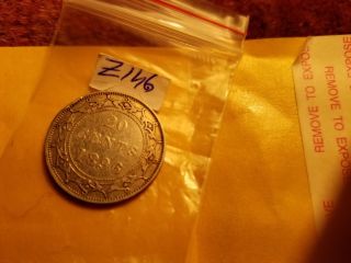 1896 Newfoundland 20 Cents Rare Silver Coin Id Z146.