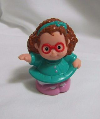 Fisher Price Little People Maggie Girl In Green Dress W/ Hair Bow 1999 Rare