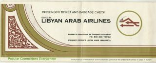 Libya - Egypt Old Rare Passenger Ticket & Baggage Check Libyan Arab Airlines 1986