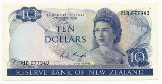 Zealand Nz R.  L.  Knight (1975 - 77) $10 10 Dollars P.  166c Qeii Note Rare Ef,