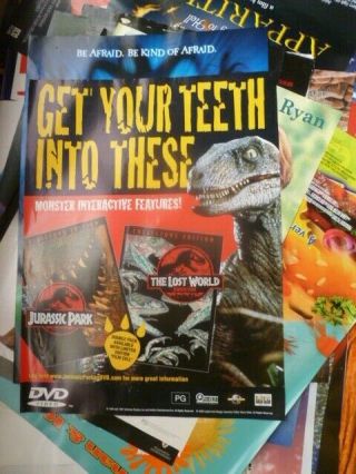 Rare Jurassic Park Lost World Movie Poster 1 Sheet Aust Dvd Edition