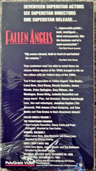 FALLEN ANGELS VOL 1 (TV) (VHS 1990S) Rare Screener LAURA DERN,  DIANE LANE,  RARE 2