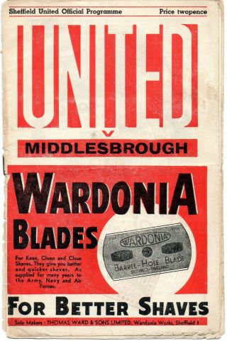 Rare Sheffield United V Middlesbrough Prog 28/9/46 League 1946/47