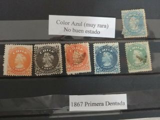 Chile Stamps,  Color Azul (muy Raro/ Very Rare) & 1867 Primera Dentada