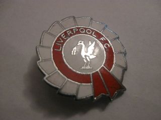 Rare Old Liverpool Football Club Rossette Enamel Brooch Pin Badge