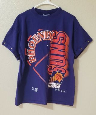 Rare Vintage Phoenix Suns Nba The Game Big Logo T Shirt Womens Large Embellished