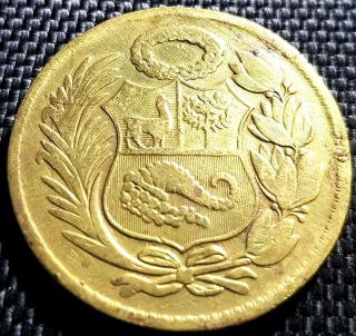 1948 Peru Un Sol De Oro (1 Sol) Coin,  Rare Km 222 Dia 33mm (, 1 Coin) D6634