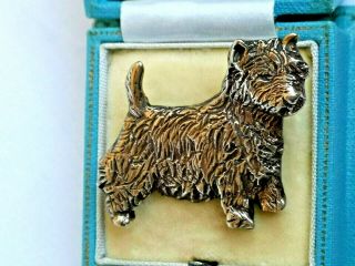 Vintage Jewellery Rare Adorable Bronze Terrier Dog Brooch Signed Gerry 